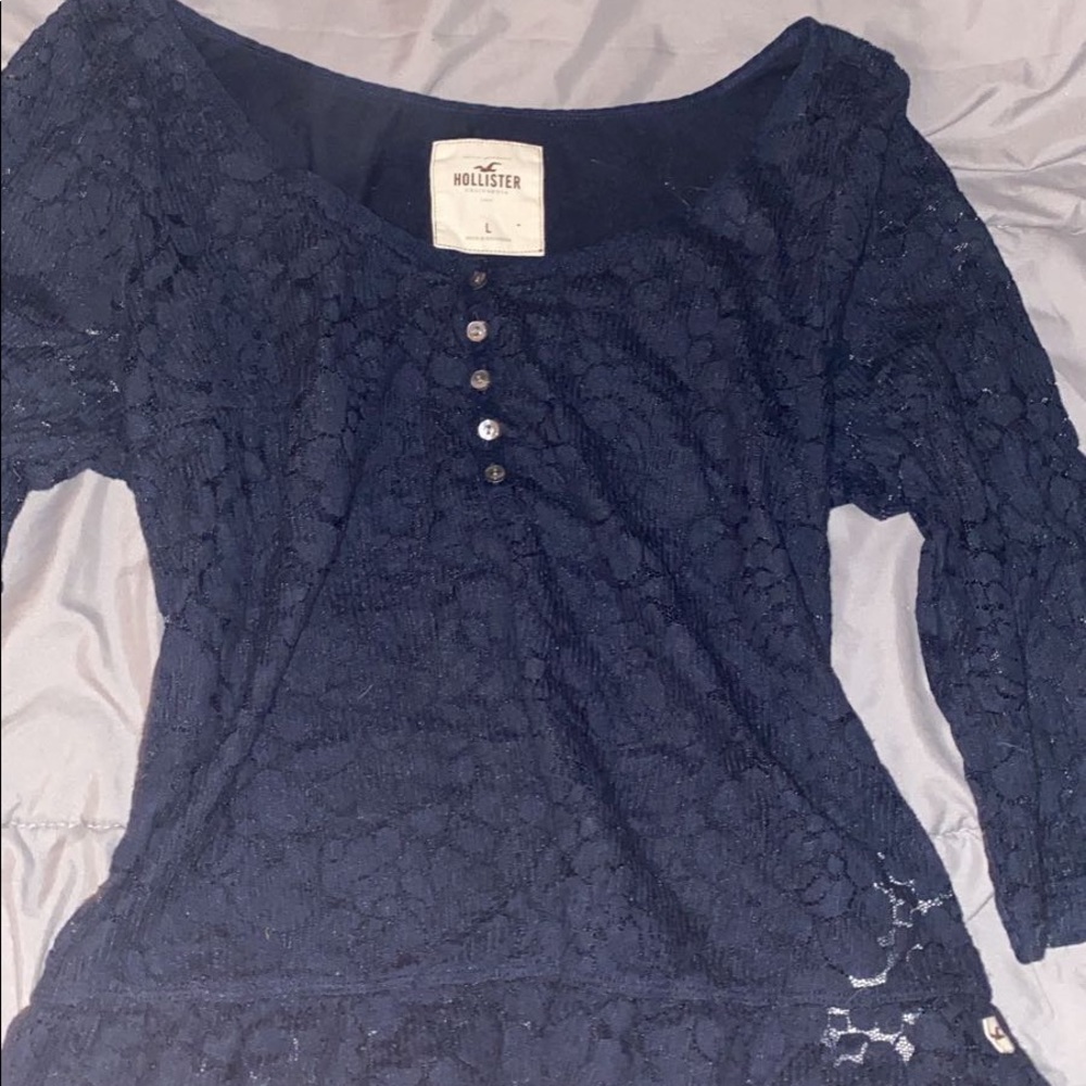 Navy blue lace Hollister top